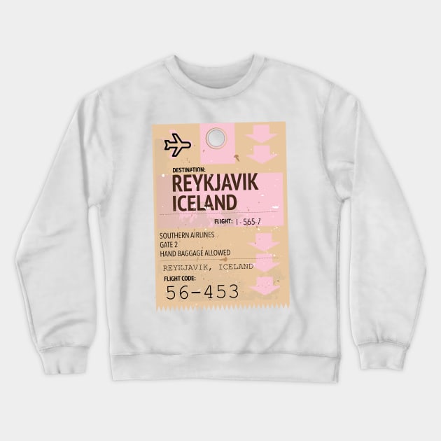 Reykjavik Iceland travel ticket Crewneck Sweatshirt by nickemporium1